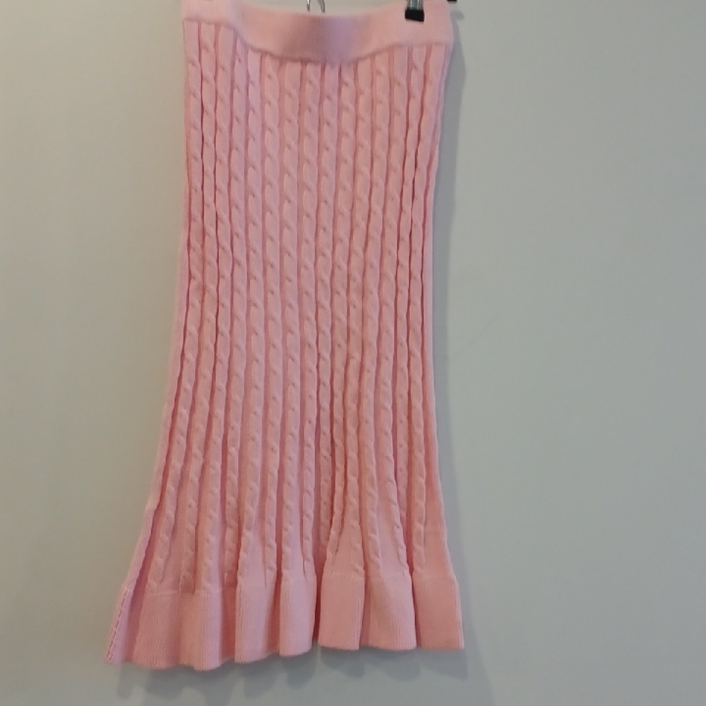 525 America Pink Cable-Knit Midi Skirt